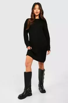 Мини-платье-джемпер с круглым вырезом boohoo, черный
