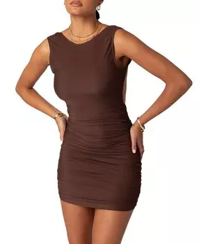 Мини-платье Edikted Mikey со сборками и открытой спиной, коричневый