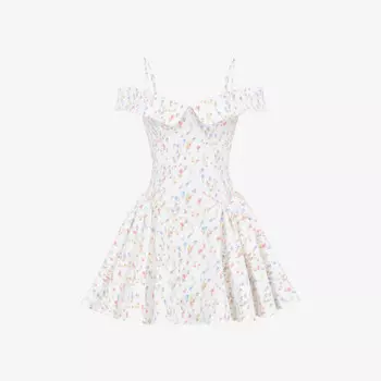 Мини-Платье Elida с открытыми плечами и цветочным принтом House Of Cb, белый