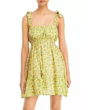 Мини-платье Elwood с розмариновым цветочным принтом FAITHFULL THE BRAND, цвет rosemary floral print