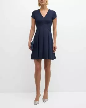Мини-платье Emma со складками и V-образным вырезом Emporio Armani, цвет Navy Blue