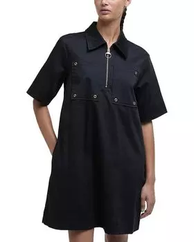 Мини-платье Ettie с застежкой-молнией спереди Barbour, черный
