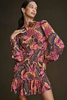 Мини-платье Farm Rio Fruit Dream с длинными рукавами, мультиколор