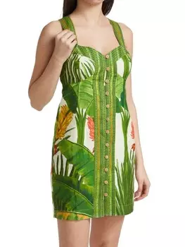 Мини-платье Farm Rio с шарфом и вырезом сердечком fresh forest, зеленый