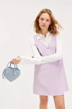 Мини-Платье-Фартук из вельвета. Monki, фиолетовый
