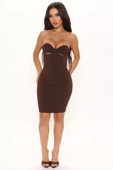 Мини платье Fashion Nova DH27582, шоколад