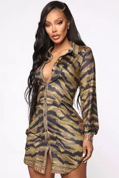 Мини платье Fashion Nova ID51149, оливковый