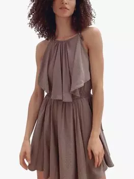 Мини-платье French Connection Dua с драпировкой и воротником-халтер, орех