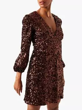 Мини-платье French Connection Eeka с пайетками, горький шоколад