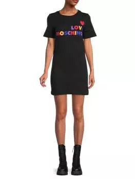Мини-платье-футболка с радужным логотипом Love Moschino Black
