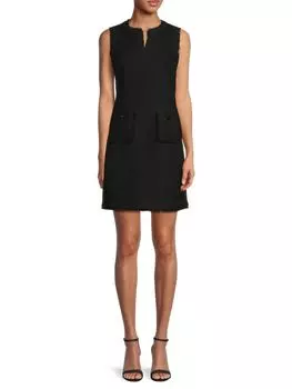 Мини-платье-футляр из твида с потертостями Karl Lagerfeld Paris, черный