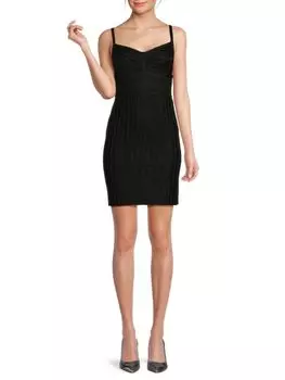 Мини-платье-футляр с эффектом металлик Herv Lger, цвет Metallic Black