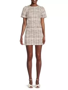 Мини-платье-футляр с металлизированной текстурой Love Ady, цвет Cream Multi