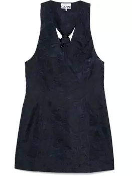 Мини-платье GANNI с растительным жаккардом, синий