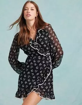 Мини-платье-халат с принтом в виде банта Miss Selfridge