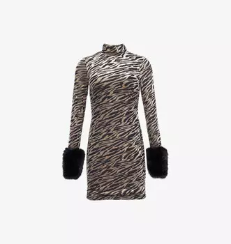 Мини-Платье Harriet из эластичной ткани с тигровым принтом Amy Lynn, коричневый