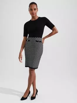 Мини-платье Hobbs Petite Perrie, черный/цвет слоновой кости