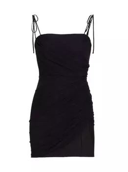 Мини-платье Imogene с рюшами и завязками на бретелях Cinq Sept, черный