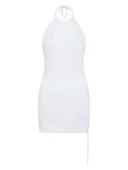 Мини-платье из акульего жаккарда Let's Swim, белый