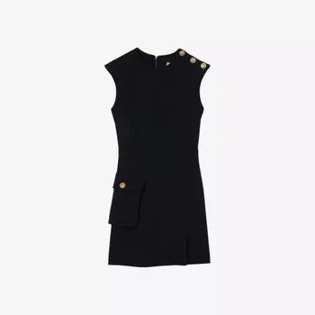 Мини-Платье из эластичного крепа с очень большим карманом и пуговицами Sandro, синий