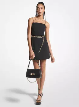 Мини-платье из эластичного крепа с поясом Michael Kors, черный