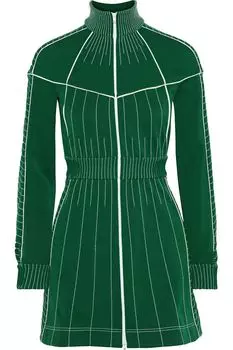 Мини-платье из эластичного понта на молнии с вышивкой VALENTINO GARAVANI, зеленый