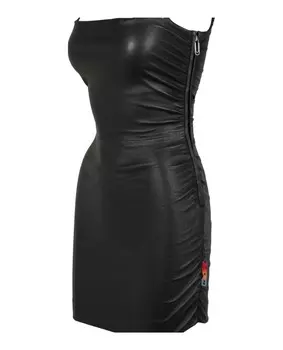 Мини-платье из эластичной кожи Off-White, черный