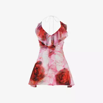 Мини-Платье из эластичной сетки с абстрактным узором и вырезом-халтером Mistress Rocks, розовый