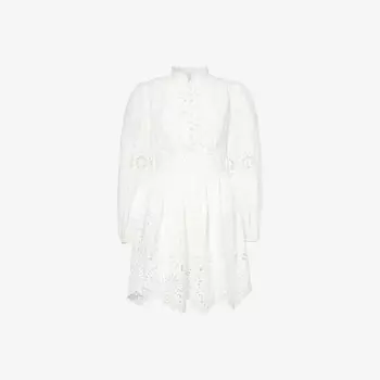 Мини-Платье из эластичной ткани с вышивкой цвета акации Zimmermann, белый