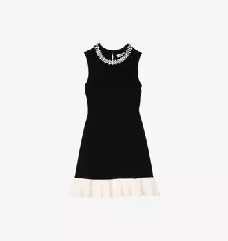 Мини-Платье из эластичной ткани с оборками по подолу, украшенное бисером Sandro, мультиколор