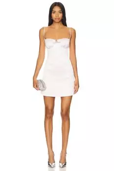 Мини-Платье из атласа со стразами Self-Portrait, розовый