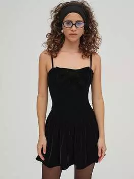 Мини-Платье из бархата цвета оливы от Martini For Love & Lemons, черный