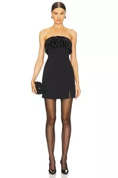 Мини-Платье из бархата инди-комбо с кристаллами Milly, черный