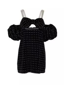 Мини-платье из бархата с бисером Nocturne, черный