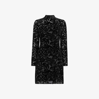 Мини-Платье из бархата с цветочным узором горячей фиксации Whistles, черный