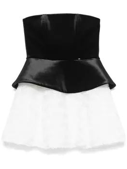 Мини-платье из бархата с лепестками NISSA, черный