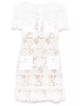 Мини-платье из цветочного кружева Self-Portrait, белый