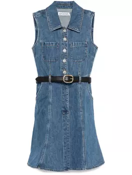 Мини-платье из денима без рукавов Self-Portrait, синий