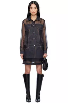 Мини-платье из денима цвета индиго sacai