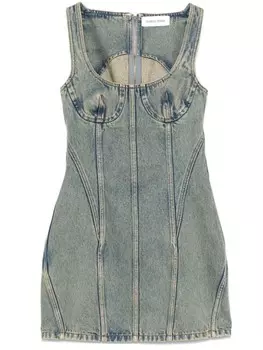 Мини-платье из денима Marine Serre, синий