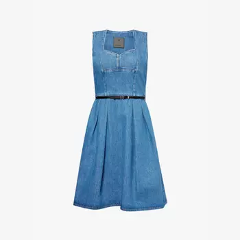 Мини-Платье из денима с эффектом потертости и вырезом в форме сердца Givenchy, синий