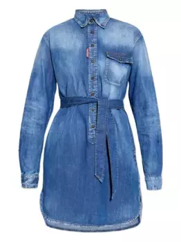 Мини-платье из денима с застежкой на пуговицы DSQUARED2, синий