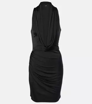 Мини-платье из драпированного джерси Tom Ford, черный