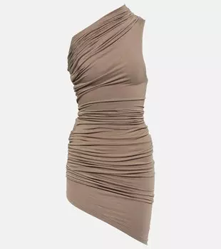 Мини-платье из джерси на одно плечо ENTIRE STUDIOS, коричневый