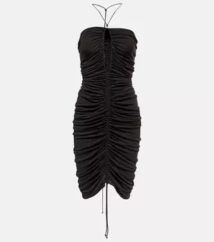 Мини-платье из джерси с кулиской Bottega Veneta, коричневый