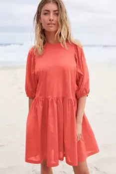 Мини-Платье из джерси с пышными рукавами Next, розовый