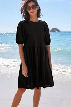 Мини-Платье из джерси с пышными рукавами Next, черный