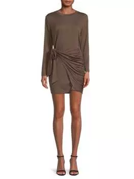 Мини-платье из джерси с завязками на талии HL Affair Brown