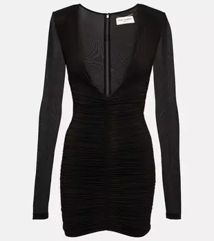 Мини-платье из джерси SAINT LAURENT, черный