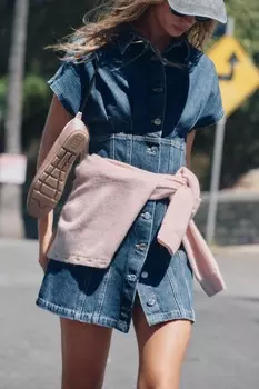 Мини-платье из джинса z1975 ZARA, средне-синий